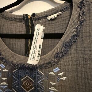 3- POL Boho Charcoal Dress with Embroidery Detail